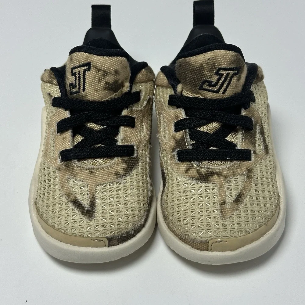 Jordan Tatum 1 Shoes Toddler Sz 4cBeige Black Athletic Slip On Trainers Sneakers